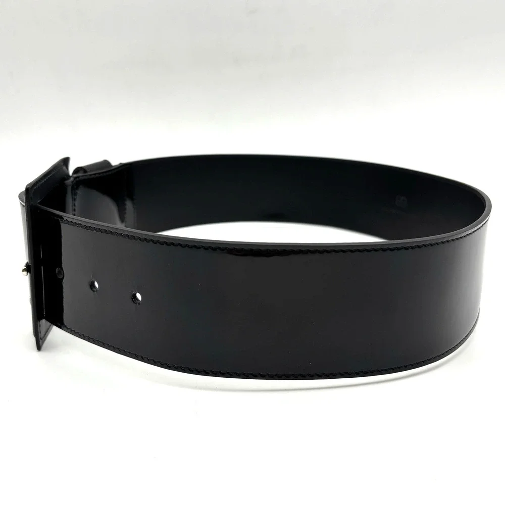 NEW Vintage B-Low the Belt Black Patent Leather Wide Waist Belt S 28-32